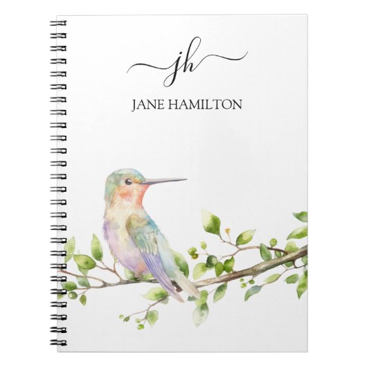 Hummingbird Script Monogram Notitieboek (Voorkant)
