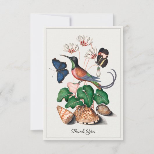 Hummingbird Seashell Floral  Art Custom Bedankkaart (Voorkant)