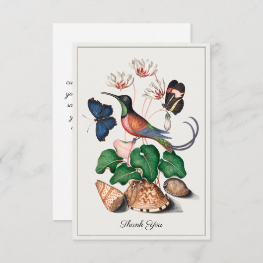 Hummingbird Seashell Floral Art Custom Bedankkaart (Voorkant / Achterkant)