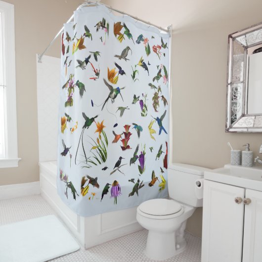 Hummingbird Shower (blauw) Douchegordijn (In situ)