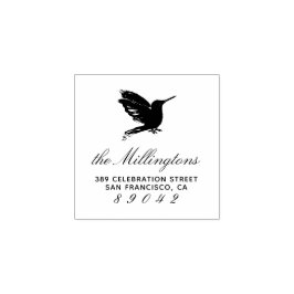 Hummingbird Silhouette Familienaam Return Address Rubberstempel