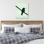 Hummingbird Silhouette op Blue Grunge Background Canvas Afdruk (Insitu (Slaapkamer))