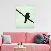 Hummingbird Silhouette op Blue Grunge Background Canvas Afdruk (Insitu (Woonkamer))