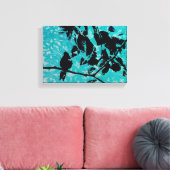 Hummingbird Silhouette op Blue Grunge Background Canvas Afdruk (Insitu (Woonkamer))