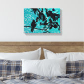 Hummingbird Silhouette op Blue Grunge Background Canvas Afdruk (Insitu (Slaapkamer))