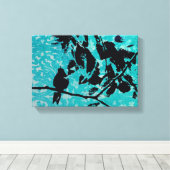 Hummingbird Silhouette op Blue Grunge Background Canvas Afdruk (Insitu (Houten vloer))