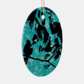 Hummingbird Silhouette op Blue Grunge Background Keramisch Ornament (Rechts)