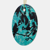 Hummingbird Silhouette op Blue Grunge Background Keramisch Ornament (Links)
