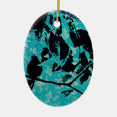 Hummingbird Silhouette op Blue Grunge Background Keramisch Ornament (Voorkant)