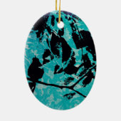 Hummingbird Silhouette op Blue Grunge Background Keramisch Ornament (Achterkant)
