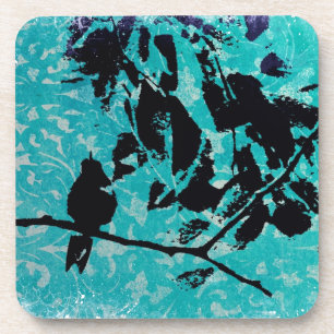 Hummingbird Silhouette op Blue Grunge Background Onderzetter