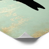 Hummingbird Silhouette op Blue Grunge Background Poster (Hoek)