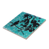 Hummingbird Silhouette op Blue Grunge Background Tegeltje (Zijkant)