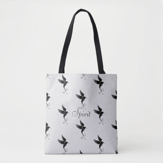 Hummingbird silhouette op zilverkleurige kleur tote bag (Voorkant)