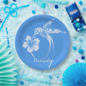 Hummingbird Simple & Elegant Blue & White Papieren Bordje (Feest)