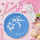 Hummingbird Simple & Elegant Blue & White Papieren Bordje (Feest)