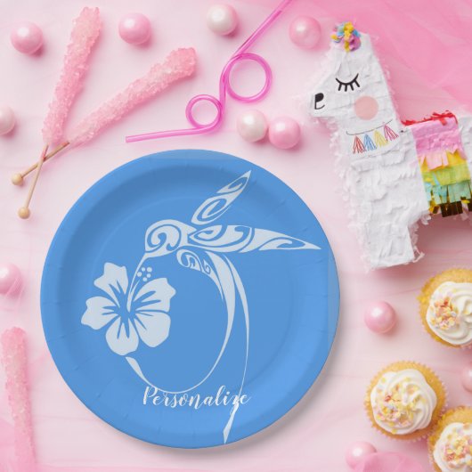 Hummingbird Simple & Elegant Blue & White Papieren Bordje (Feest)