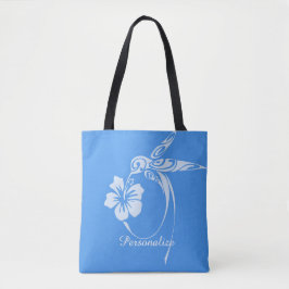 Hummingbird Simple & Elegant Blue & White Tote Bag