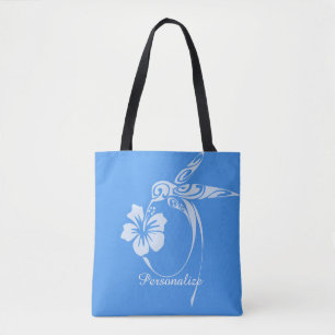 Hummingbird Simple & Elegant Blue & White Tote Bag
