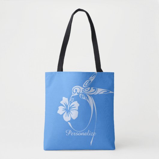 Hummingbird Simple & Elegant Blue & White Tote Bag (Voorkant)