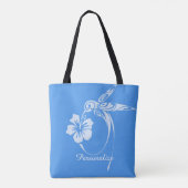 Hummingbird Simple & Elegant Blue & White Tote Bag (Achterkant)