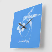 Hummingbird Simple & Elegant Blue & White Vierkante Klok (Hoek)
