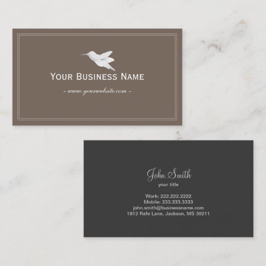 Hummingbird Simple Plain Brown Visitekaartje (Voorkant / Achterkant)