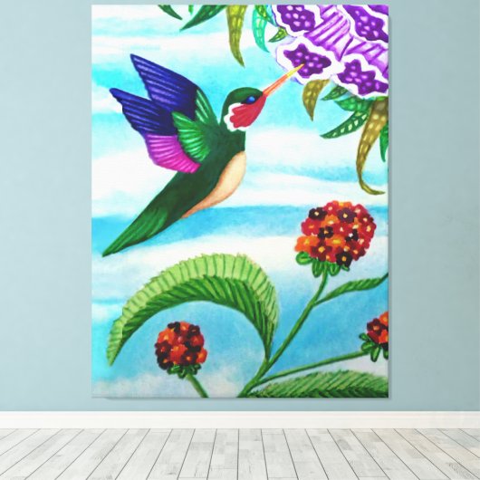 Hummingbird Sky Canvas Afdruk (Insitu (Houten vloer))