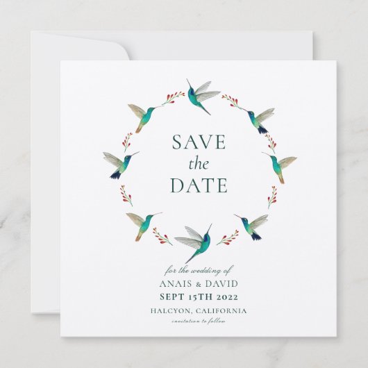 Hummingbird Sparen de Datum Kaart (Voorkant)