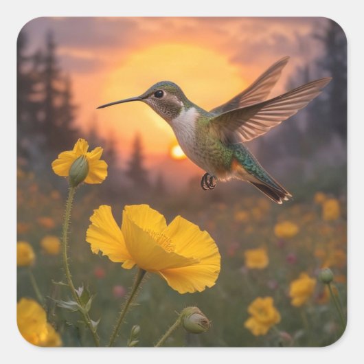 Hummingbird Square Stickers (Voorkant)