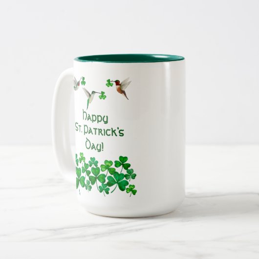 Hummingbird St. Patrick's Day Two-Tone Coffee Mok (Voorkant links)