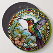 Hummingbird Stain Glass Design Pin Ronde Button 6,0 Cm (Voorkant /achterkant)