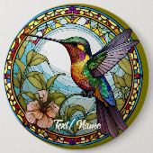 Hummingbird Stain Glass Design Pin Ronde Button 6,0 Cm (Voorkant)
