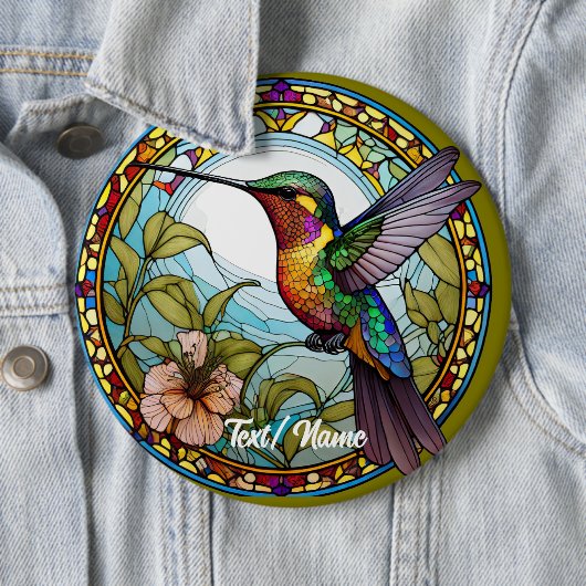 Hummingbird Stain Glass Design Pin Ronde Button 6,0 Cm (In situ)