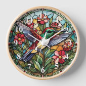 Hummingbird Stained Glass Bird Clock (Voorkant)