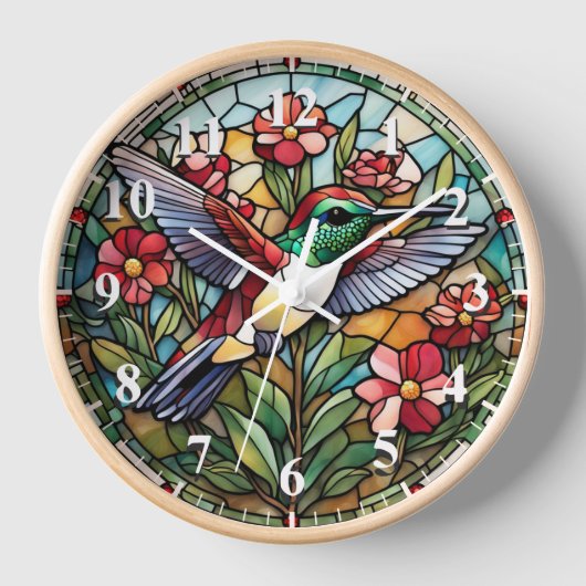 Hummingbird Stained Glass Bird Clock (Voorkant)