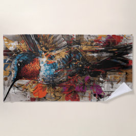 Hummingbird Street Art Illustration Strandlaken