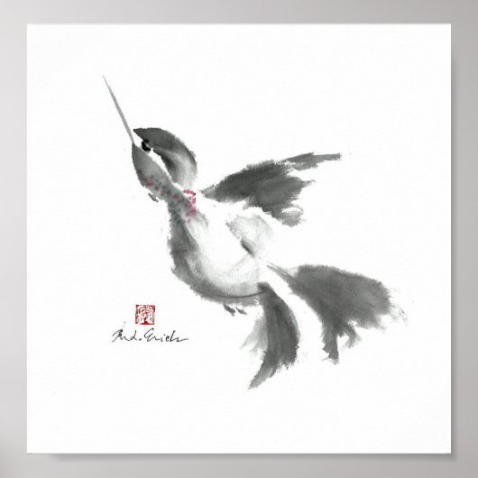Hummingbird Sumi-e Poster (Voorkant)
