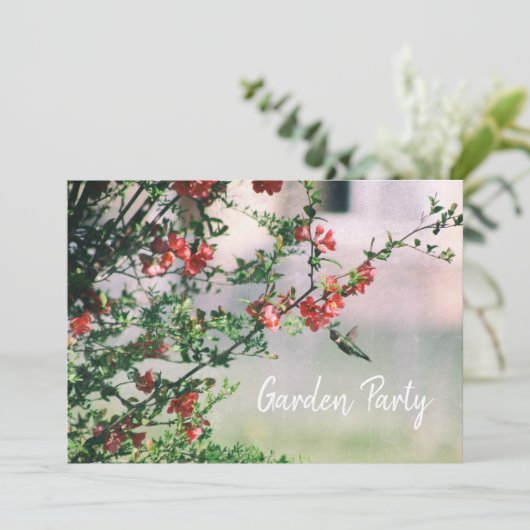 Hummingbird Summer Floral Garden Party Kaart (Staand voorkant)