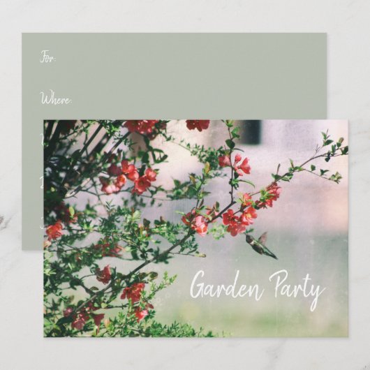 Hummingbird Summer Floral Garden Party Kaart (Voorkant / Achterkant)