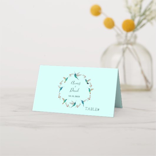 Hummingbird Summer Weddenschap Place Card Plaatskaartje (Voorkant)