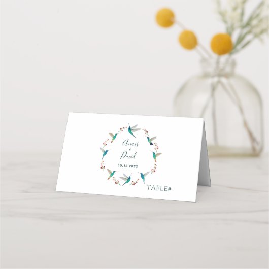 Hummingbird Summer Weddenschap Place Card Plaatskaartje (Voorkant)