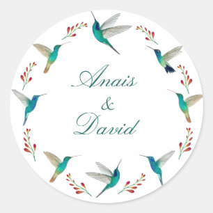 Hummingbird Summer Wedding Classic Round Sticker