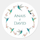 Hummingbird Summer Wedding Classic Round Sticker (Voorkant)