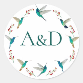 Hummingbird Summer Wedding Ronde Sticker