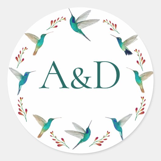 Hummingbird Summer Wedding Ronde Sticker (Voorkant)