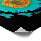 Hummingbird Sunflower Blauwgroen Ribbon Ovarium Ca Poster (Hoek)