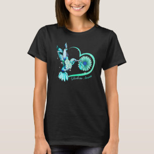 Hummingbird Sunflower Blauwgroen Ribbon Scleroderm T-shirt