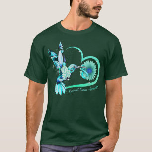Hummingbird Sunflower Heart Blauwgroen Lint Cervic T-shirt