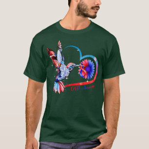 Hummingbird Sunflower Heart Blue & Red Ribbon CHD T-shirt